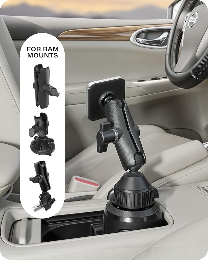 Heavy Duty Magnetic Phone Holder Base with 1" Ball for MagSafe iPhone 17-12 Series, Compatible with RAM mounts and Other B Size Ball Double Socket Arm
