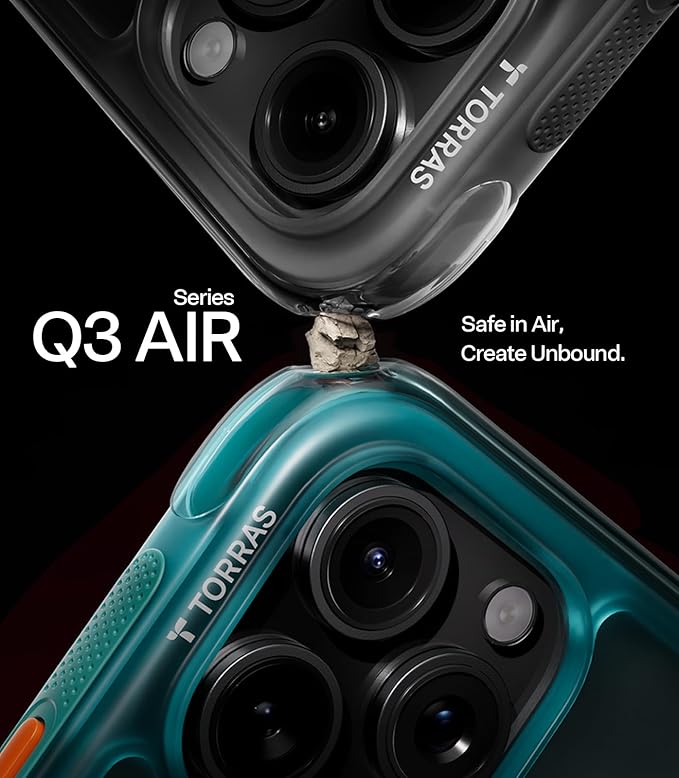 TORRAS Ostand Q3 Air for iPhone 16 Pro Case 6.3'' with Real Airbags, Fit for MagSafe, 360 Magnetic Stand, Mil-Grade Protection, Camera Control Button, Shockproof & Stylish Case for iPhone 16 Pro, Blue