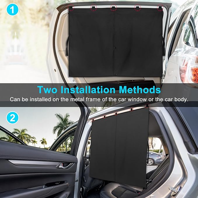 Car Window Shades, 2 PCS Magnetic Double Layer Auto Sun Shade for Side Windows Privacy Full Covers/Half Shade Options Back Car Window Curtains for Baby Protection