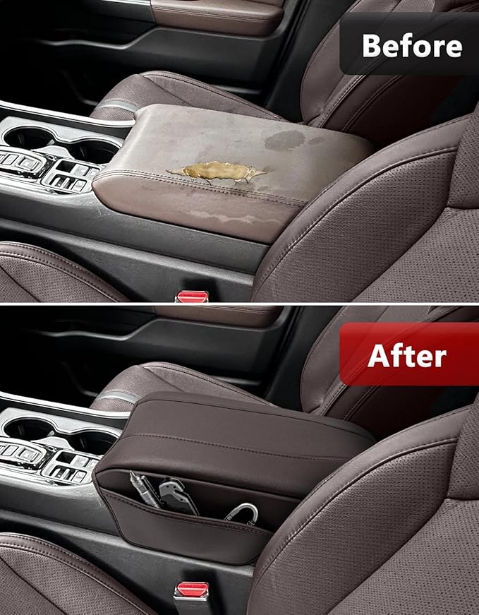 Center Console Armrest Cover for Honda Pilot 2023-2026, Passport 2024-2026, Ridgeline 2024 2025, Durable Middle Console Lid Protector, PU Leather Trim, Anti-Scratch