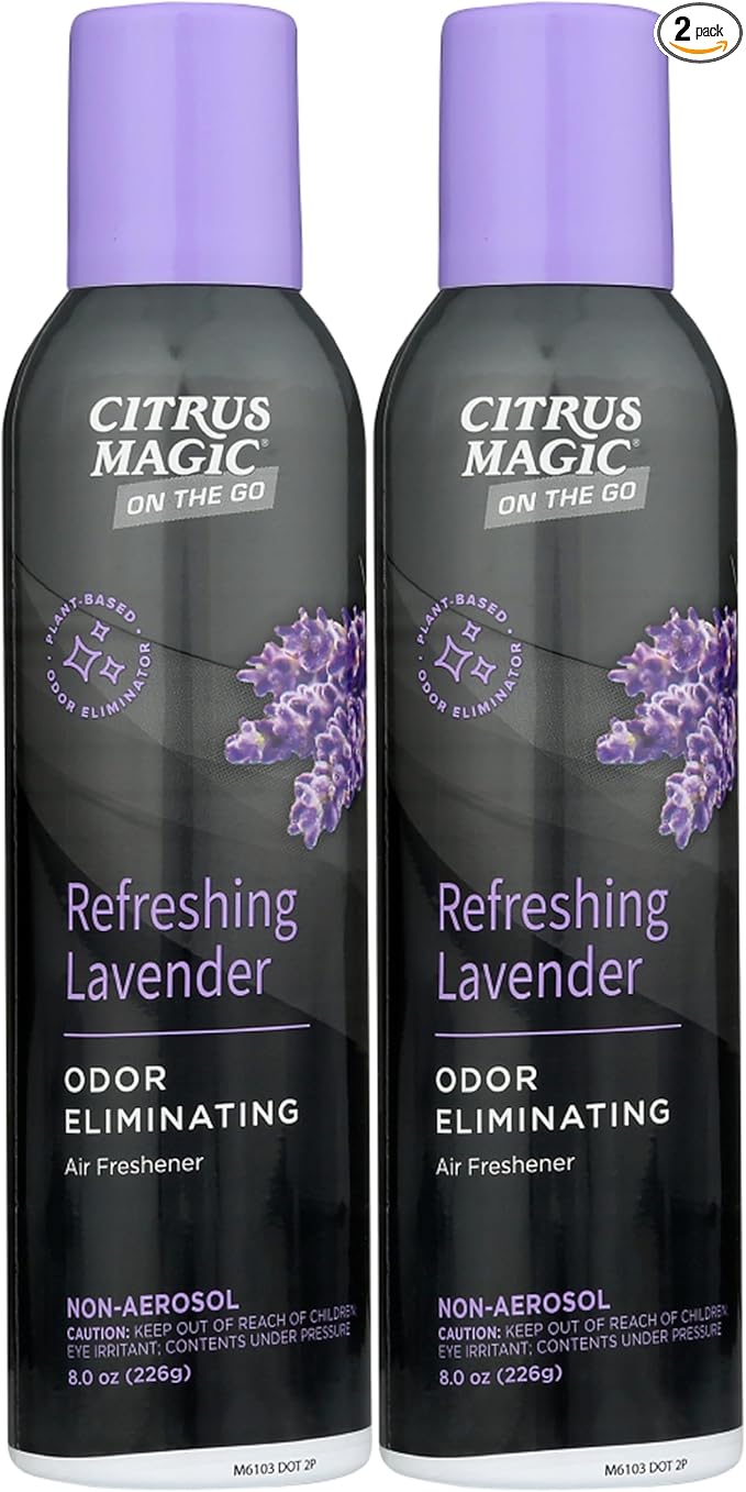 Citrus Magic On The Go Odor Eliminating Air Freshener Spray for Auto, Refreshing Lavender, 8-Ounce, Pack of 2