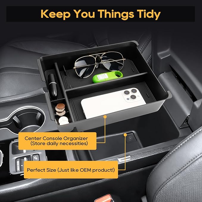 Center Console Organizer for 2026 Honda Passport Trailsport/2023 2024 2025 Honda Pilot/Ridgeline Accessories-Interior Center Cup Holder Insert & Wireless Charging Non-Slip Mat Armrest Storage Box 3PCS