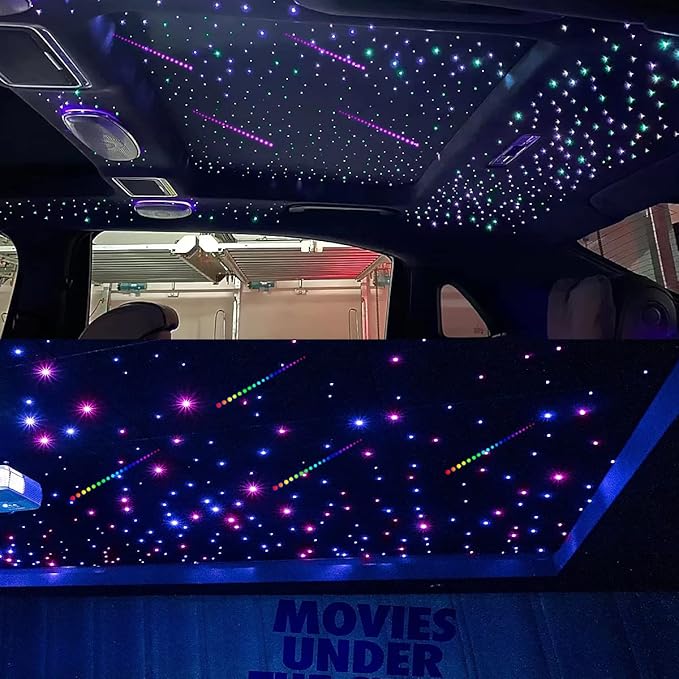 AKEPO 20W Twinkle Dual-Head Dual Color Fiber Optic Lights, Fiber Optic Colorful Meteor Light Kit Sound Activated APP/Remote Control for Car Starlights Headliner/Home 800pcs 13.1ft/4m Fiber Strands