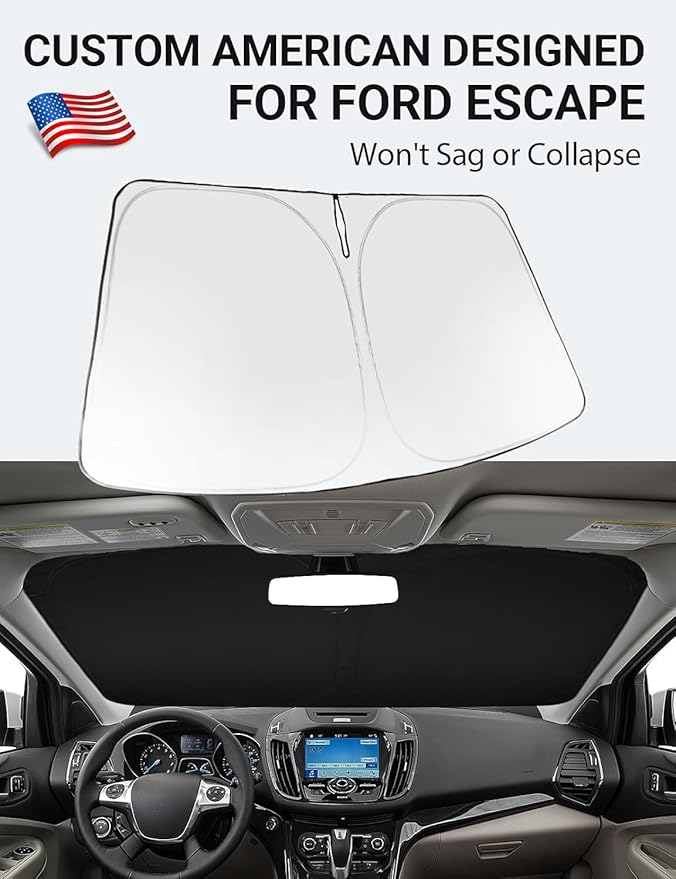 Proadsy 2026 Upgrade Windshield Sun Shade Custom Fit 2013-2019 Escape Foldable Front Sunshade Protector Sun Visor Blocks UV Rays Keep Car Cooler