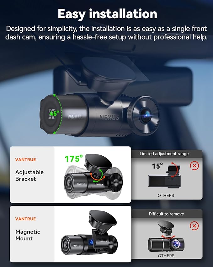 Vantrue N2X 2.7K Dash Cam Front and Inside, 5G WiFi Dual Dash Camera for Car with HDR IR Night Vision, STARVIS 2, GPS, 2.5K/60FPS, G-Sensor, 24/7 Parking Mode, Voice Control (Renewed)