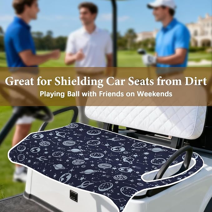 Blue Golf Cart Seat Covers, Golf Cart Seat Towel Blanket Club Car for Golf Lover, Golf Cart Accessories, Keep Seat Comfortable and Cool for 2-Seat Golfs Carts, Gifts for Christmas Thanksgiving