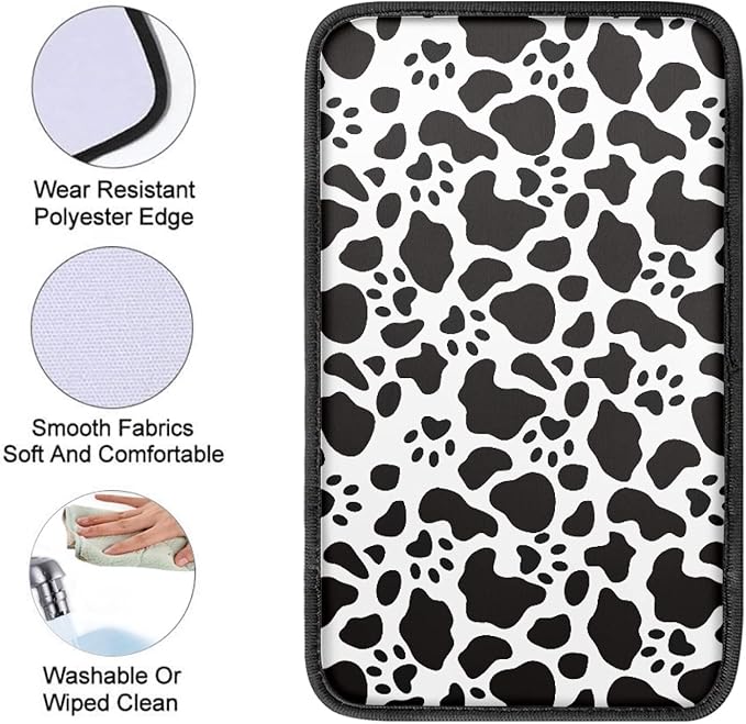 Coldinair Cow Dog Paw Car Armrest Cover,Auto Center Console Pad,Soft Seat Cover Protector Cushion,Car Accessories Decor for Most Cars,Sedan,Truck,SUV