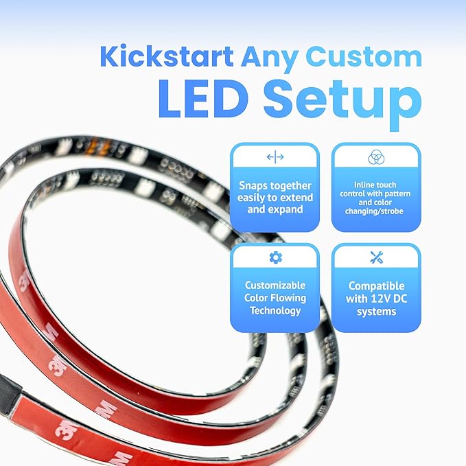 Alpena - FloGlo Interior Bluetooth LED Strip Lights for Cars, Flowing Ambient Lighting Car Interior Stips, Multi-Colored Car Interior Lights, Comes with Downloadable App for Custom Presets, 48 inches
