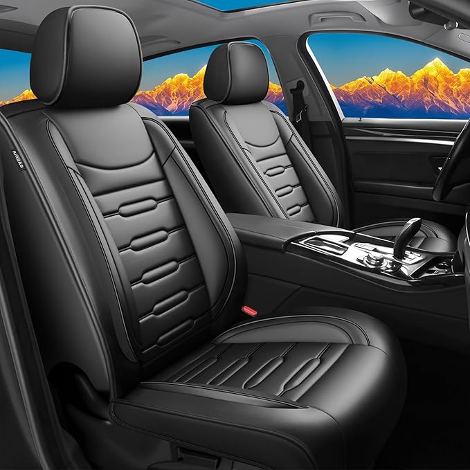 Fit Tucson Car Seat Covers for Hyundai Tucson 2010-2024 2025 2026 - Upgraded Premium Waterproof & Breathable Leather, Airbag Compatible, All-Weather Seat Cushion Protector (Full Set, Black)