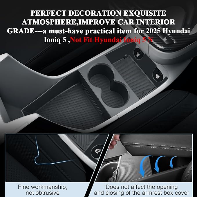 BIBIBO 2025 Ioniq 5 Center Console Tray for 2025 2026 Hyundai Ioniq 5 SE/SEL/Limited/XRT Under Console Organizer Tray Ioniq 5 2025 Under Console Insert Organizer 2025+ Ioniq 5