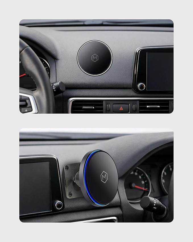 MagSwitch Qi2 Magsafe Car Mount Charger - Magnetic Cell Phone Holder with AMPS Plate Mount, 15W Fast Charger with a Built in On/Off Switch for Charging, Compatible with iPhone & Samsung