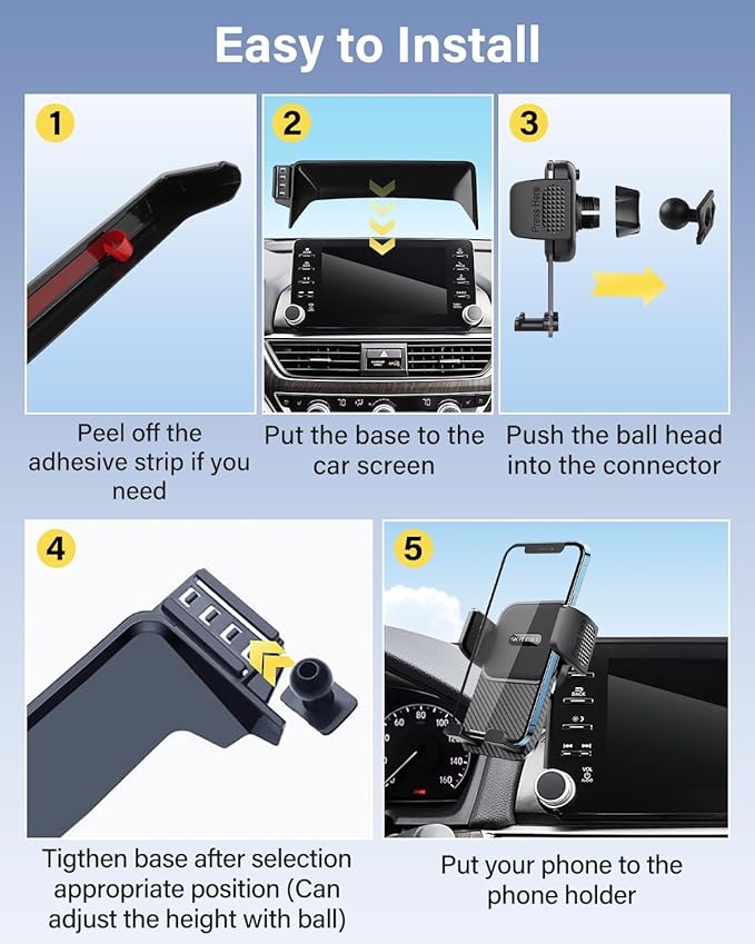 SKYLOTEC Phone Mount for Toyota Camry 2021 2022 2023 2024 Accessories 7-Inch Screen Fixed Clip, Automobile Cradles Car Phone Holder, Cell Phone Base Not Block Air Vent(No Fit 9-inch)