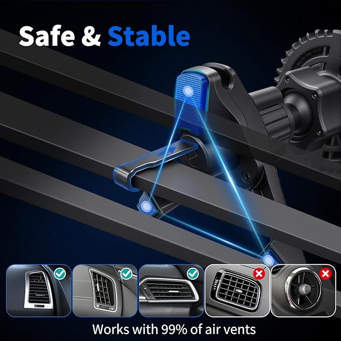 Magnetic Phone Holders for Your Car, Magsafe Cooling Car Mount Charger, Vent & Dashboard Cell Phone Mount, 15W Wireless Fast Charging for iPhone & Android, 360 Rotatable & Hands Free, Car Accessories