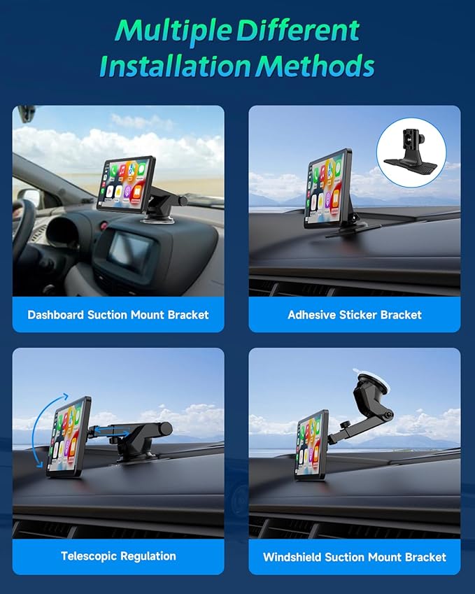 Spedal Car Play with Backup Camera, Portable CarPlay and Android Auto 7" CarPlay Screen for Car, Mirror Link/Bluetooth/Navigation/Voice Control