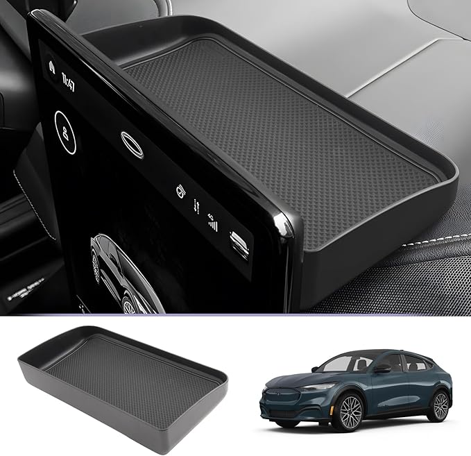 LUWU 2026 Mustang Mach E Dashboard Storage Tray Compatible with Ford Mustang Mach E 2021-2026 Accessories Center Console Display Box Hidden Organizer Tray Behind Screen (Only Fit for 15.5inch Screen)