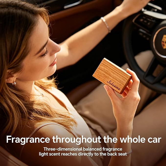 Car Air Freshener, Natural Wood Air Freshener Long Lasting, Car Air Freshener Diffuser with Metal Clip, Car Odor Eliminator, Magnetic Auto Accessories Coconut