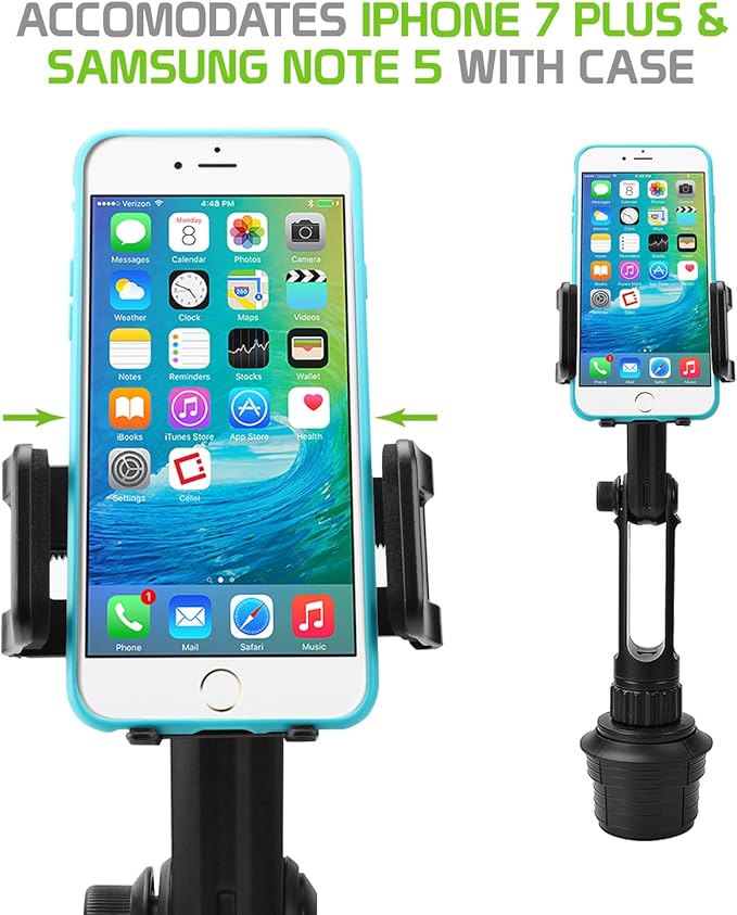 Cellet Car Phone Holder Mount, Car Cup Phone Holder Mount, Compatible with Apple iPhones, Samsung Galaxy Smartphones, Motorola Moto Google Pixel (Fits for Tesla Model 3 Y S X) Extra Long Neck