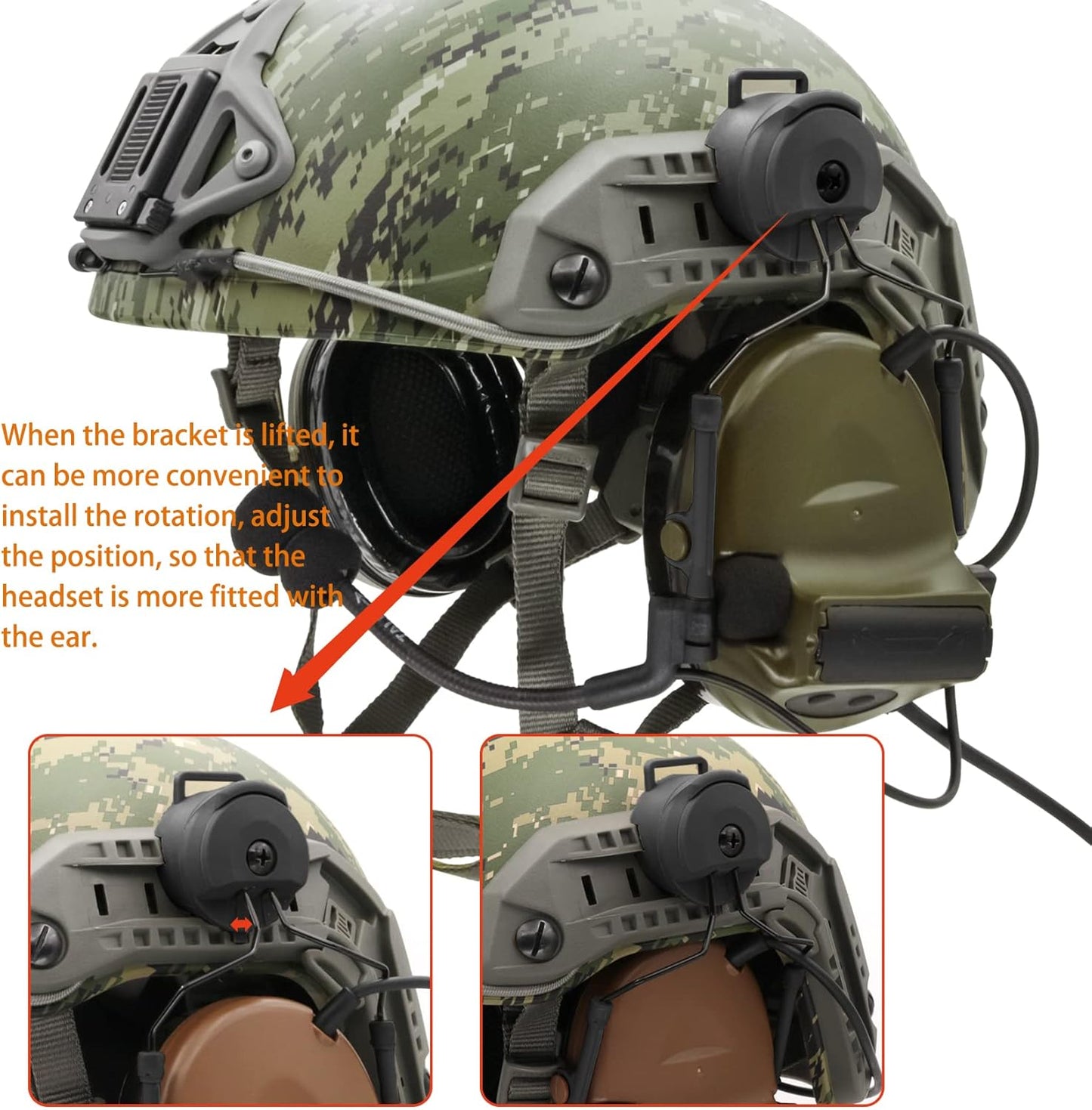 COMTA 2 Helmet-Type Tactical Headset with U94 PTT 2pin，Noise Canceling Headphones，for Airsoft Hunting Shooting