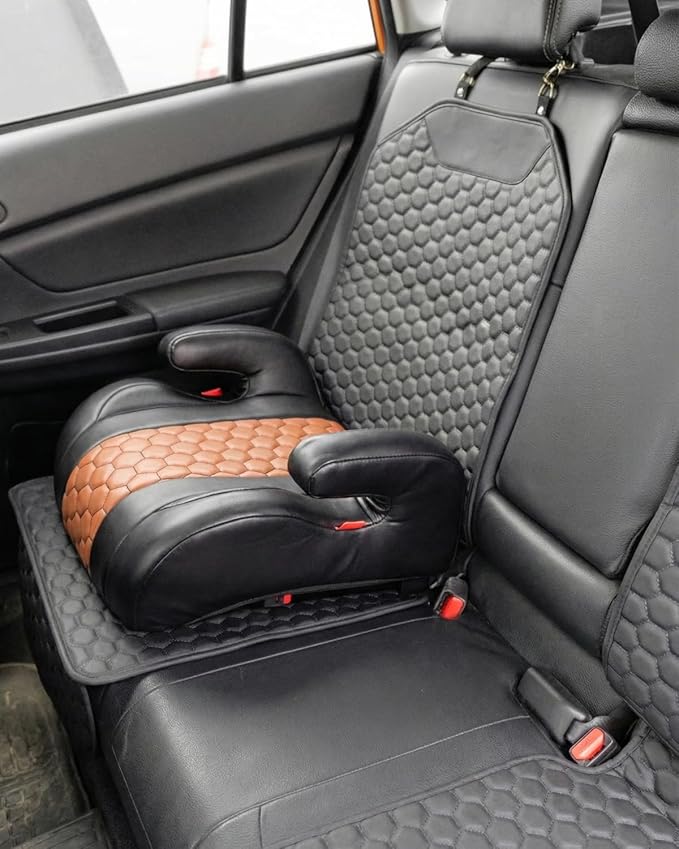 Owleys Set Seat Back Organizer & Car Seat Protector Hexy Waterproof & Non-Slip Protector for Child Car Cushion for Leather and Fabric Seats (Black 2pcs)
