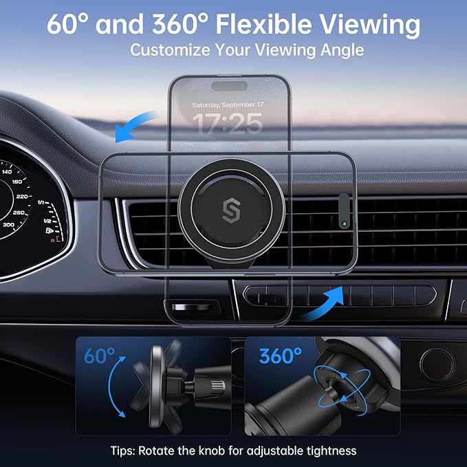 SYNCWIRE Mobile Phone Holder Car for MagSafe Car Holder Universal Magnetic Mobile Phone Holder Car Ventilation Car Mobile Phone Holder for iPhone 17 16 15 14 13 12 Pro Max Magsafe Case Smartphone