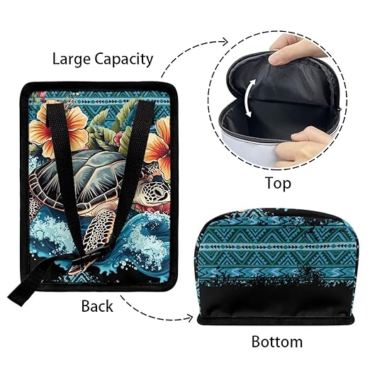BIGCARJOB Flower Blue Turtle Car Trash Can Bin for Car Back Seat,Portable Car Trash Bag Hanging,Vehicle Trash Can Automotive Car Garbage Cans Auto Accessories