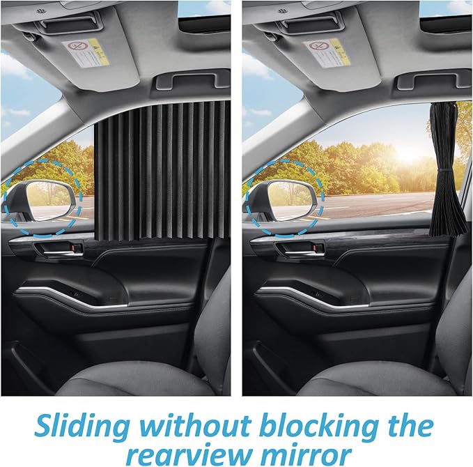 ZATOOTO Blackout Window Shades 4 Pack - Magnetic Sun Shade for Side Windows, Privacy Car Blind Curtains, Baby, Pet, Camping, Travel