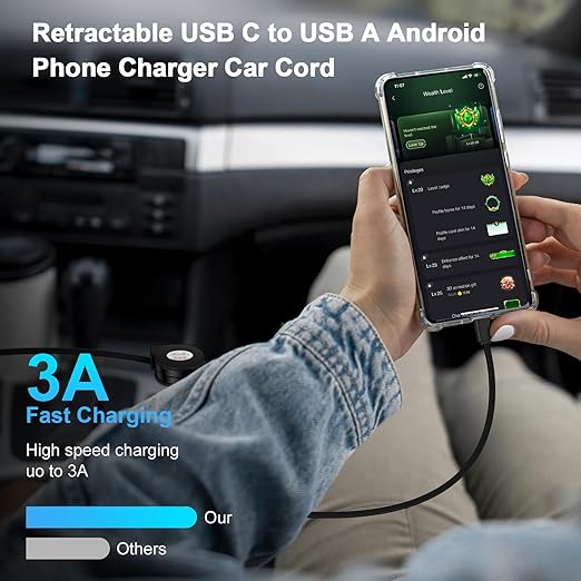 5Pack Retractable Car Charger USB C Cable Android Phone Charger Fast Charging Cord 3.3FT for iPhone 17 Pro Max 16e 15,Samsung Galaxy S26 Ultra/A17/A36/A37/A57/A56/S25FE/A16/A54/S24/Z Fold7,Pixel 10a 9