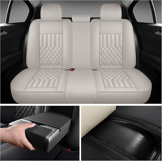 Car Seat Covers for Genesis GV70 2022-2025 2026, Full Set Premium Nappa Leather Waterproof Breathable Anti-Slip Airbag Compatible Car Seats Protector, Soft Car Interior Seats Cover (Beige)