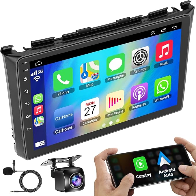 Car Radio Stereo for 2007-2011 Honda CRV | 9" QLED Touchscreen with Wireless CarPlay & Android Auto | 4G+64GB Fast Android 13 System | Built-in GPS, Bluetooth, Backup Camera & Steering Wheel Control
