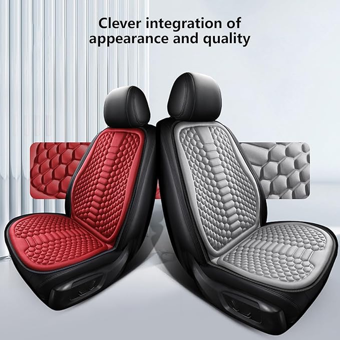 Car Seat Cushion Front Seat, Breathable Lumbar Support Car Seat Cushion for Long Sitting, Non-Slip Car Seat Pad (Red)