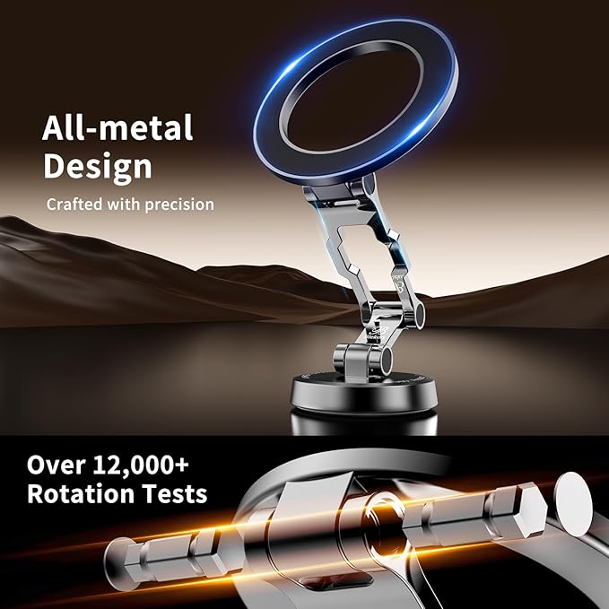 Blekon Magnetic Phone Holder for Car – Compatible with MagSafe Car Mount &Tesla Screen, Flexible All-Metal 3-Axis 360° Rotation & Strong Magnets, Fits iPhone 16/15/14/13/12 Pro Max