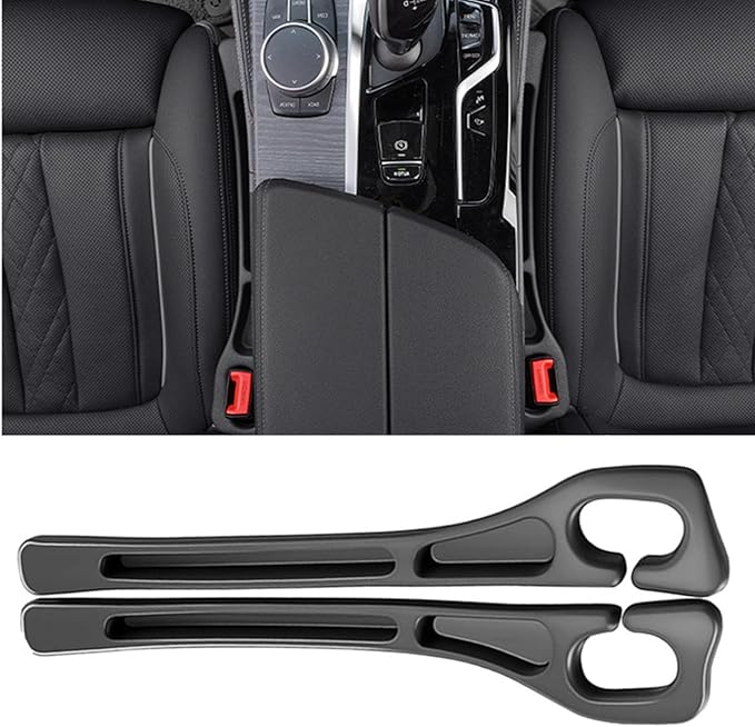 Car Seat Gap Filler 2-Pack, Universal Car Seat Gap Filler Organizer, Seat Gap Plug – Fills Gap Between Seat & Console, Drop-Proof Guard for Phones, Keys & Cards, Fits Cars, SUVs, Trucks, Black