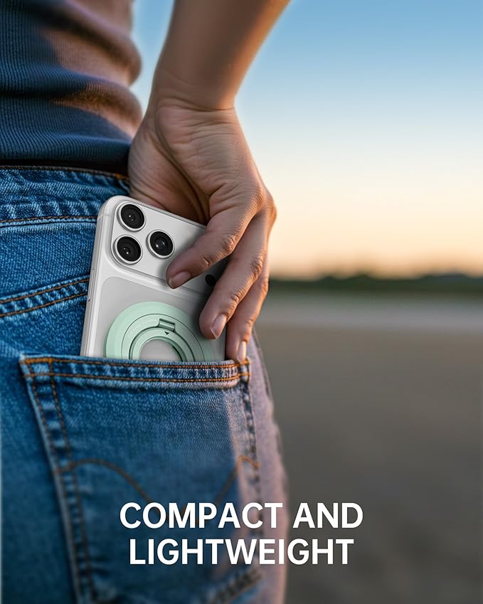 SYNCWIRE for MagSafe Ring Phone Holder, 360° Rotation Magnetic Cell Phone Grip Dual-Sided Magnets Phone Ring Kickstand Compatible with iPhone 17 16 15 14 13 12 Pro Max MagSafe, Android, Samsung etc.