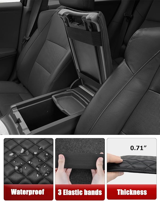 KBH Center Console Armrest Cover for Acura RDX 2013 2014 2015 2016 2017 2018, Middle Console Lid Protector Cushion Pad Accessories, Vinyl Leather, Anti-Scratch, Black