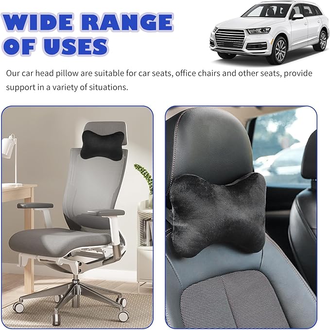 2PCS Car Headrest Pillow,Soft & Comfortable Car Neck Pillow for Driving Fatigue Relieve,All-Season Universal Cars Head Rest Pillows Automotive Interlor Accessorles for Cars,SUVs