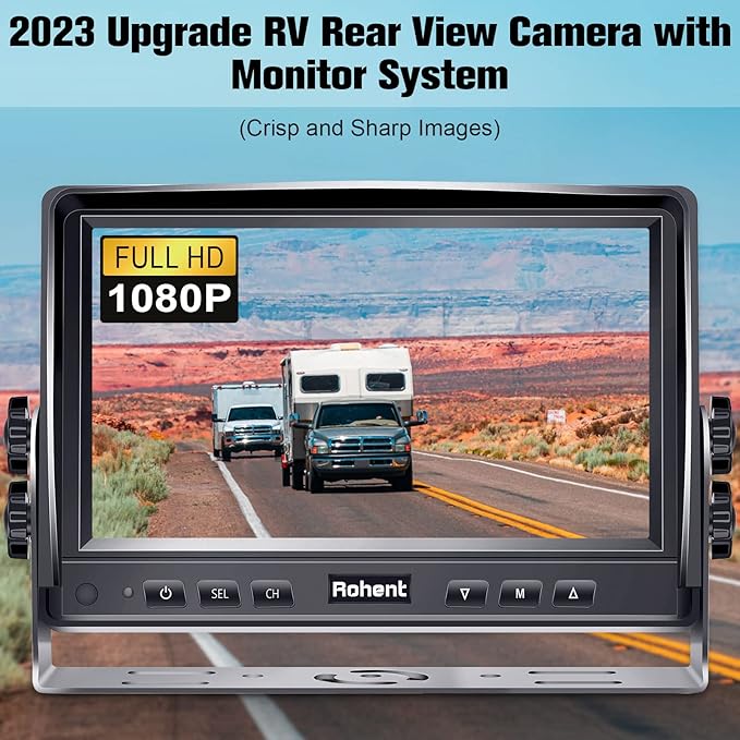 HD 1080P Wired RV Backup Camera System - with 170° Wide-Angle Lens, Night Vision, Waterproof IP69, Easy DIY Installation for RVs, Trucks, and Trailers by Rohent