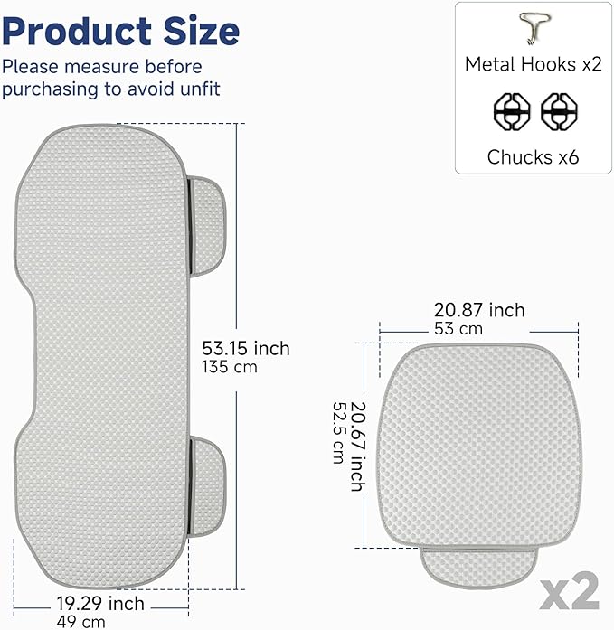 West Llama Car Seat Covers Full Set,Ice Silk Bottom Seat Covers for Cars Include 1 Pair Front Driver Seat Pad Mat and 1 Rear Bench Cover for SUVs,Cars,Sedans(3PC-Gray)