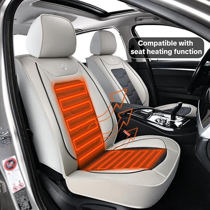 Gray Car Seat Covers for Ford Bronco Sport 2021-2025 Car Seat Cover, Waterproof PU Leather, 5 Piece Full Set, Easy to Clean and Install, Wear Resistance, Protect and Upgrade Seats