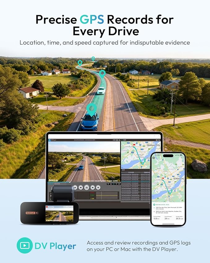 BOTSLAB 4K Dash Cam Front and Rear, 64GB SD Card Included, 170° Ultra Wide 4K+2K Dashcam with ADAS, Night Vision, 24/7 Parking Mode, IMX415 STARVIS Sensor, WDR, 5.8GHz WiFi,Built-in GPS,Loop Recording