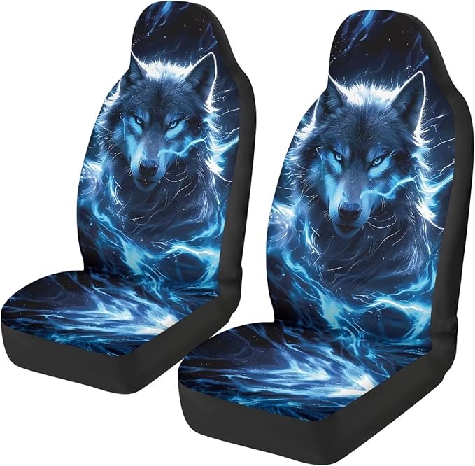 Lightning Wolf Car Seat Covers for Front Seat Breathable Car Seat Cover Protection Interior Accessories Easy to Install and Clean Universal for Cars SUV