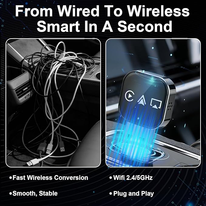 2026 Upgrade 3 in 1 Screen Mirror Adapter - Mirror Phone to Car Screen, CarPlay for iPhone/Android, Auto Connect Dual 2.4/5GHz WiFi & 5.0 (1PCS)