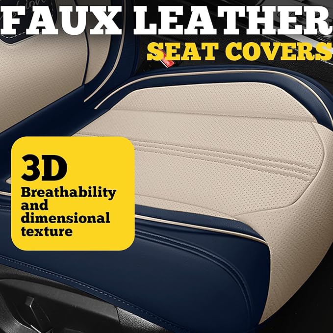 LINGVIDO Car Seat Covers for Front Seats (2 Seats) - Premium Perforated Nappa Leather,Waterproof Shield, Omni-Adapt Fit for SUVs Sedans, Ideal for Rideshare & Pets