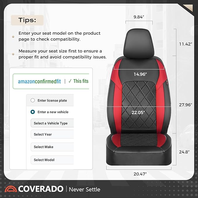 Coverado Car Seat Covers, Seat Covers Full Set, 5 Seats Automotive Seat Cover, Mesh Breathable Seat Protectors, Universal Fit for Most Cars