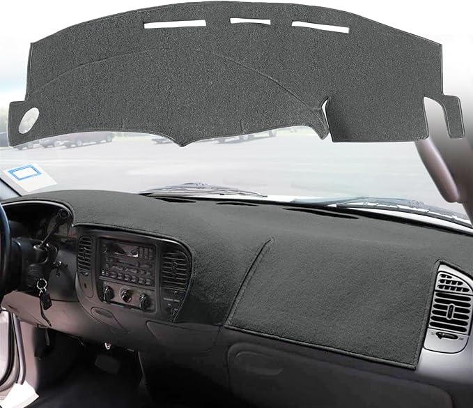 Dash Cover Mat Custom Fit for Ford F150 F250 Expedition F150 Heritage 1997 1998 1999 2000 2001 2002 2003 w/o Climate Sensor w/o Light Sensor, Dashboard Cap Pad Carpet Protector (97-03 dark gray)J61