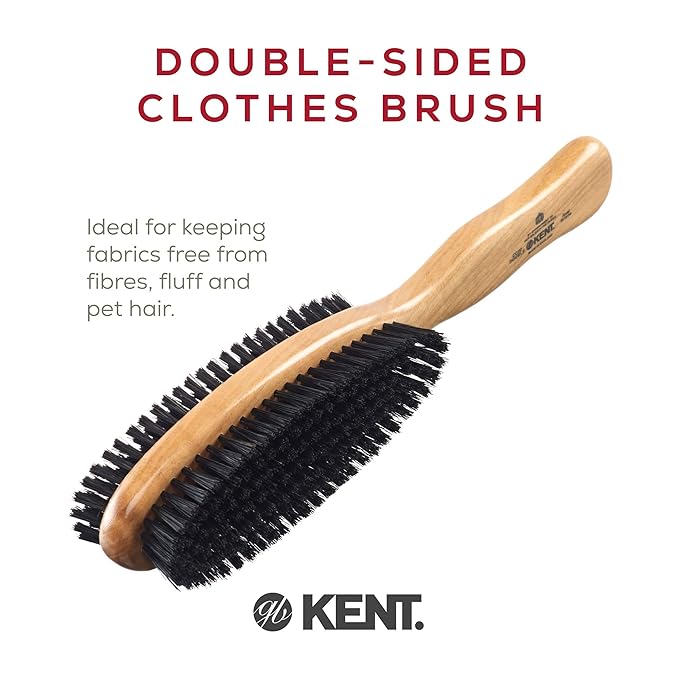 Kent CC20 Cherry Wood Double-Sided Clothes Brush and Lint Remover for Cashmere, Wool, and Silk - Sweater Fuzz Remover, Suede Brush, and Lint Brush for Pet Hair