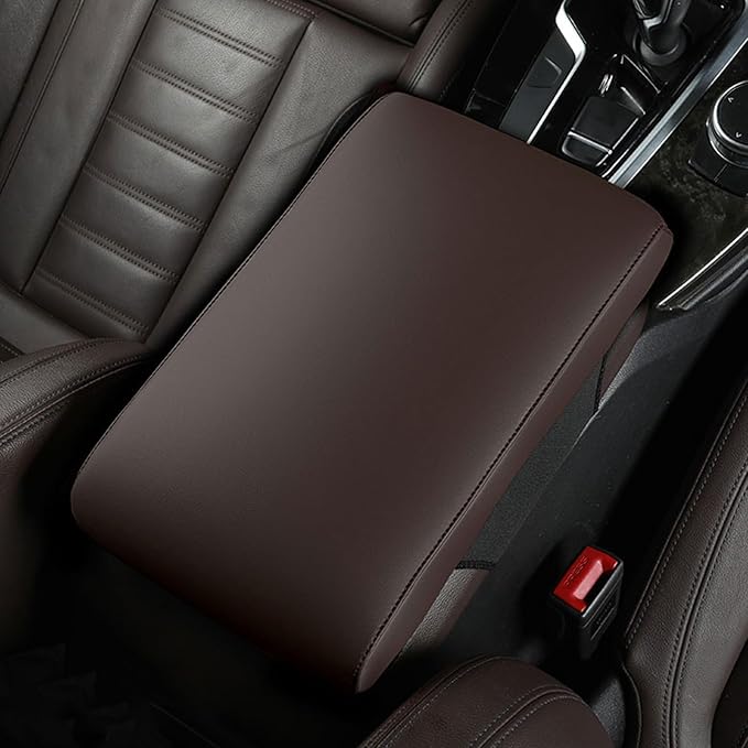 Car Armrest Cover Pad for Mazda CX-5 2012–2025 Premium Leather Center Console Armrest Cushion Pad Anti-Scratch Waterproof Auto Interior Accessories Dark Brown
