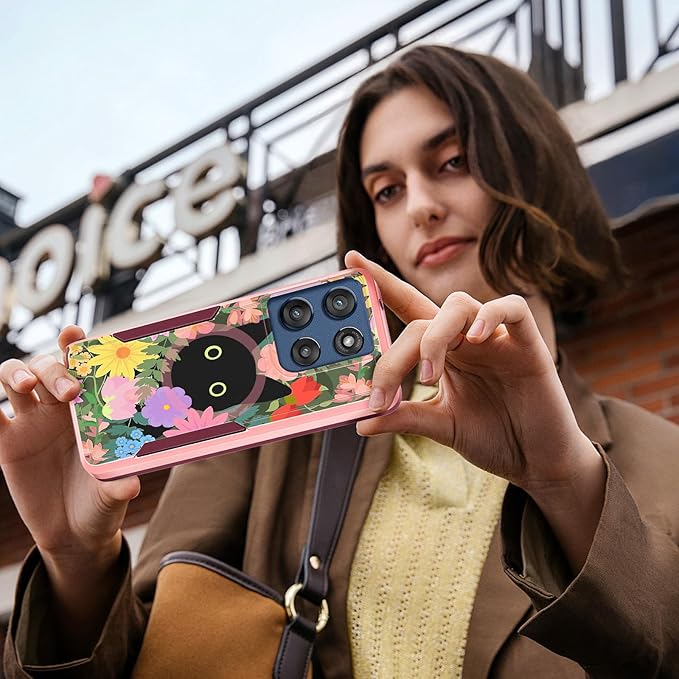 for Moto G Stylus 2025 Case - Compatible with MagSafe Women Cute Girls Magnetic Phone Cover Girly Cat Flower Floral Heavy Duty Shockproof Design for Motorola Moto G Stylus 5G 2025 Cases