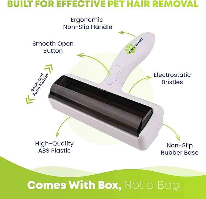 Pet Hair Removal Tool - Reusable Lint Roller for Dog & Cat Hair Remover for Furniture, Couch & Car Seats - No Sticky Tape, No Refills