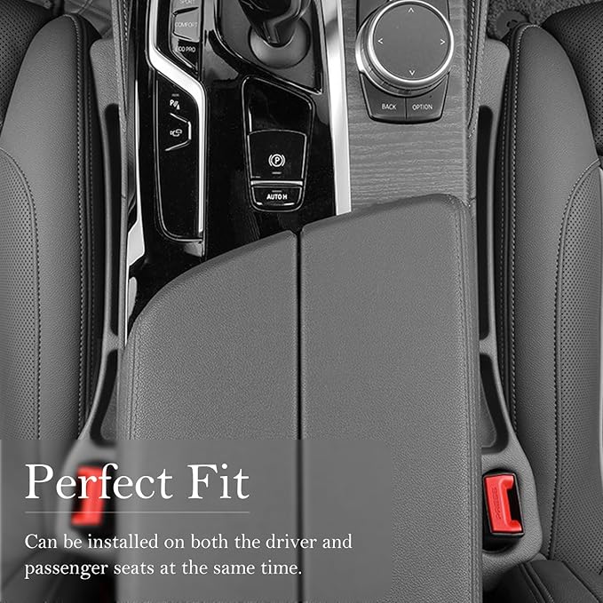 Car Seat Gap Filler 2-Pack, Universal Car Seat Gap Filler Organizer, Seat Gap Plug – Fills Gap Between Seat & Console, Drop-Proof Guard for Phones, Keys & Cards, Fits Cars, SUVs, Trucks, Black