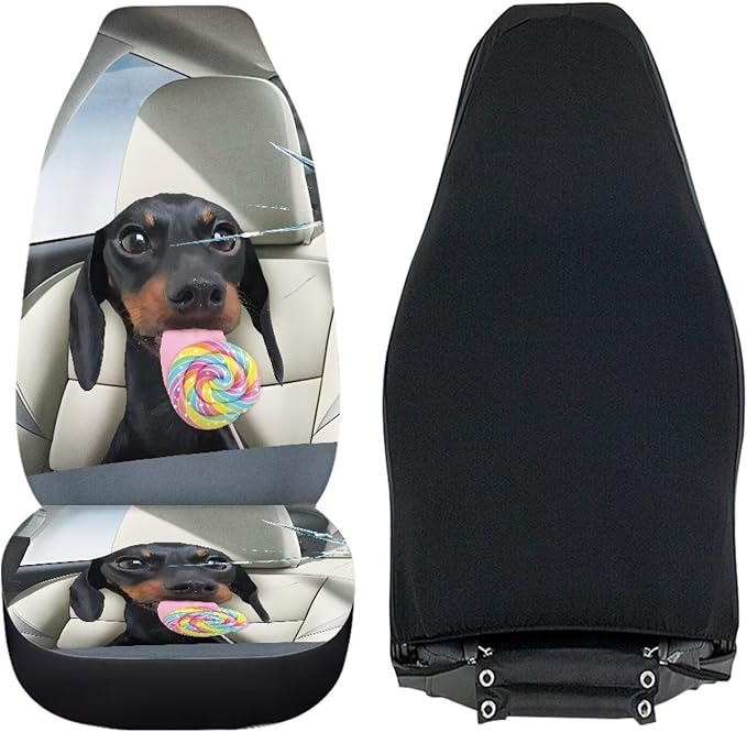 Funny Dachshunds Front Seat Covers for Cars Decorative Automotive Car Interior Covers Anti-Slip Seat Cover for Full Back and Seat Universal Fit for Cars Trucks SUVs
